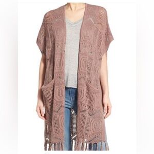 Macrame tunic short sleeve cardigan • One Size